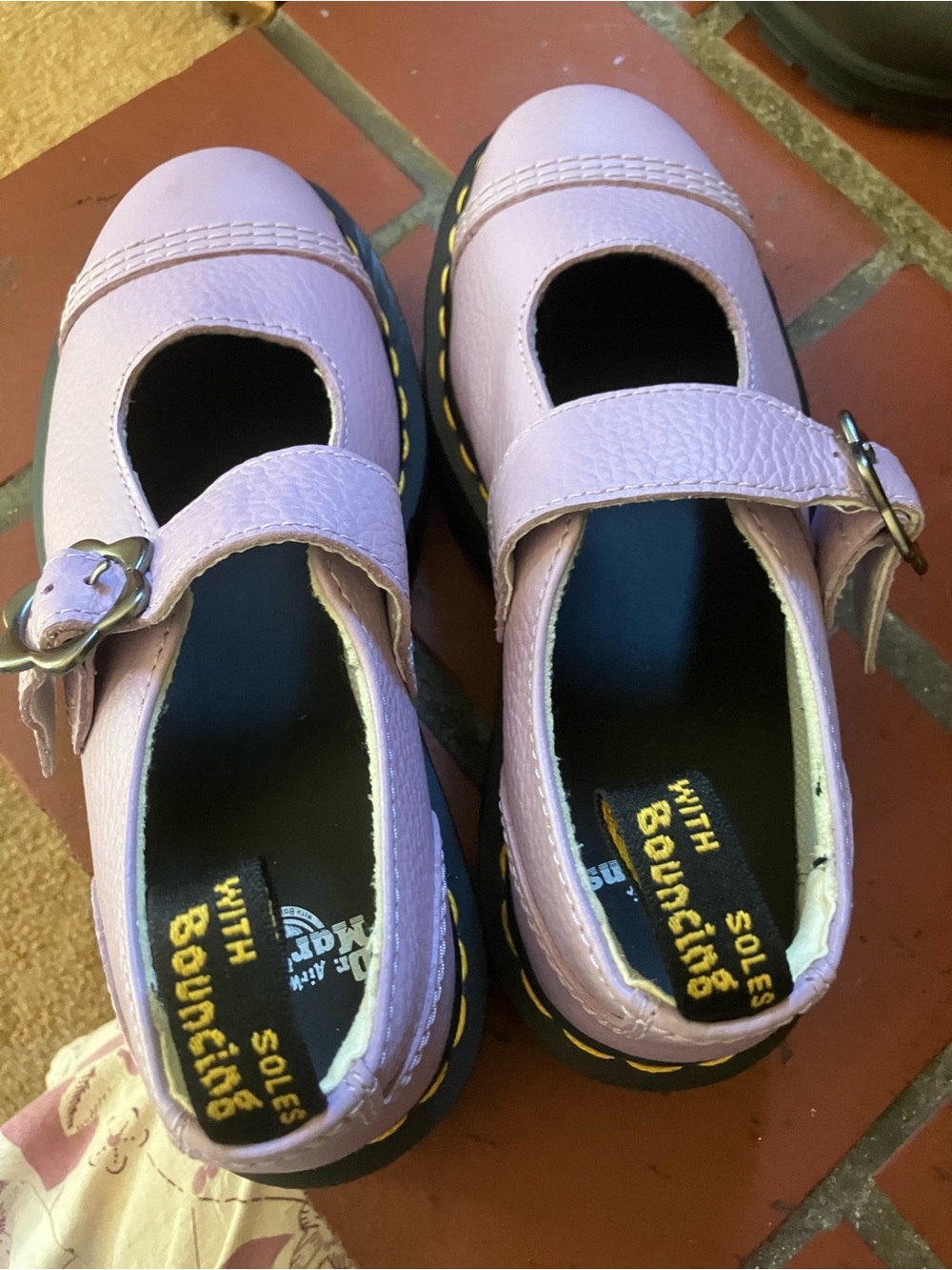 Dr. Martens Kids Lavender Mary Jane Shoes with Black Sole